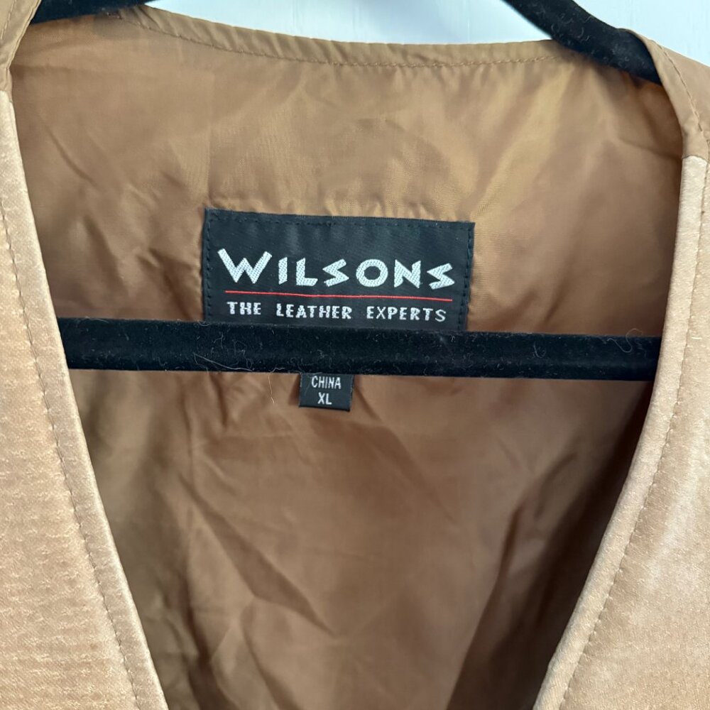 Vintage Wilsons Genuine Brown Leather Vest with Snaps and Adjustable Back - Picture 3 of 13